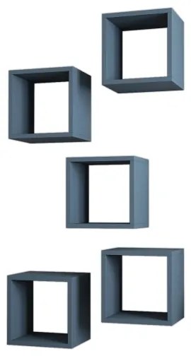 SET 5x Mensola da parete BOX blu