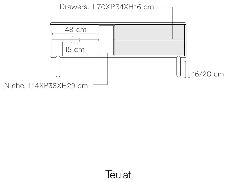 Tavolo TV blu-grigio 140x56 cm Corvo - Teulat