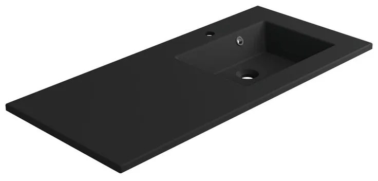 Lavabo a incasso rettangolare vasca a destra Neo L 106 x H 11.2 x P 48.5 cm in composito minerale di resina gelificata nero opaco