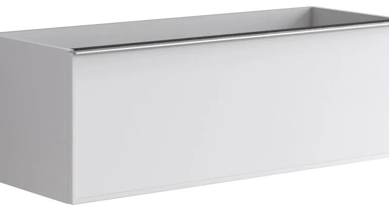 Mobile da bagno sotto lavabo Pixel frame bianco e maniglia alluminio brillante laccato opaco L 120 x H 40 x P 45.5 cm 2 cassetti, lavabo non incluso