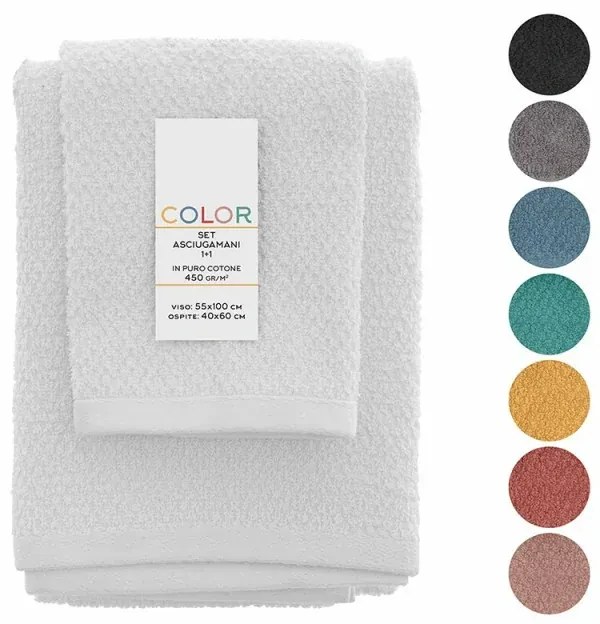 Set asciugamani bagno bianco per viso e ospite in cotone puro Spring