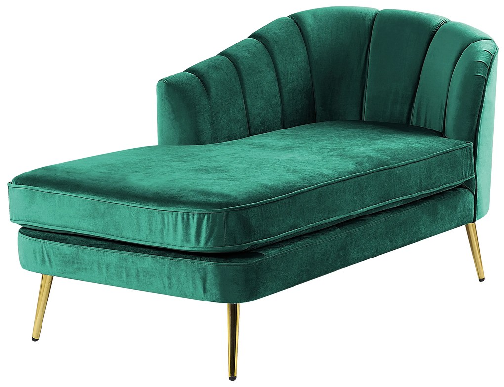 Chaise longue velluto verde smeraldo destra ALLIER Beliani