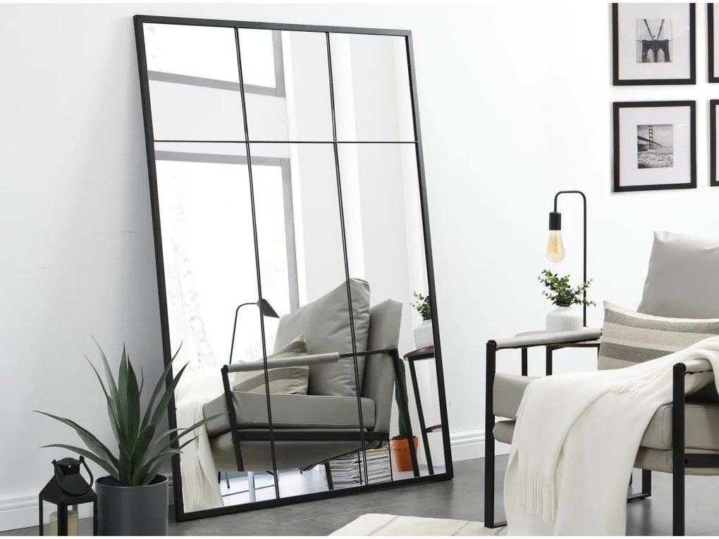 Specchio finestra L.105 x H.150 cm in Ferro Nero Industriale - BELLAGIO