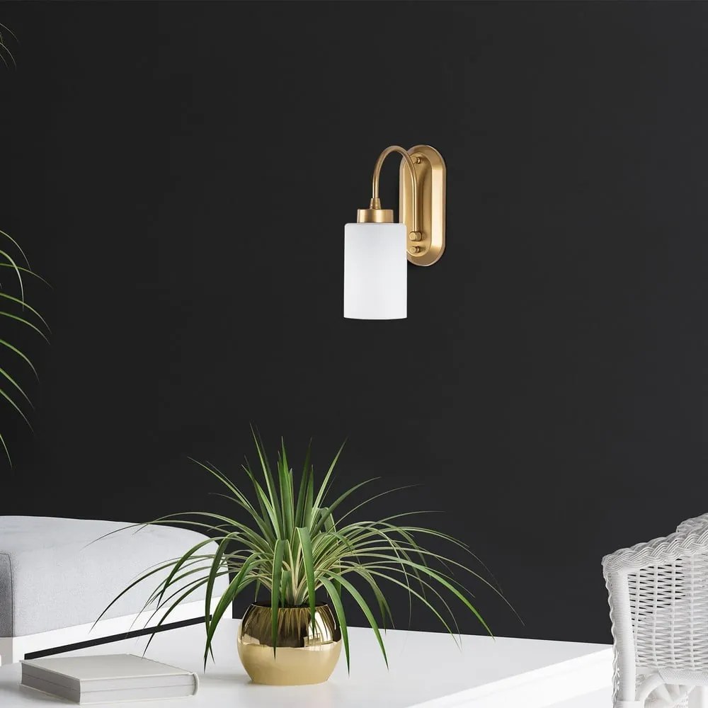 Lampada da parete bianca/dorata ø 10 cm Hemikilo – Opviq lights