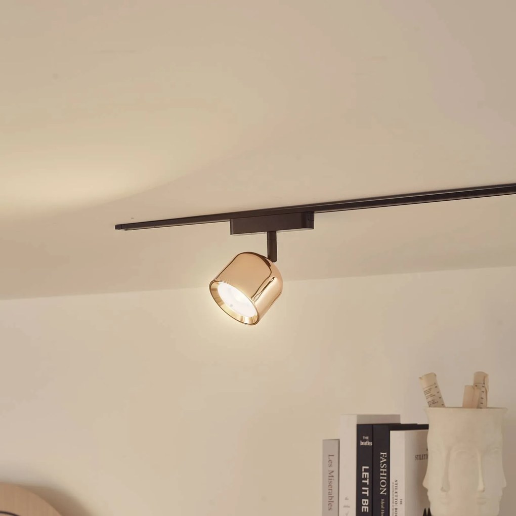 Lindby Faretto LED 48 V Lumaro, oro rosa, Ø 8,2 cm, alluminio, dimmerabile