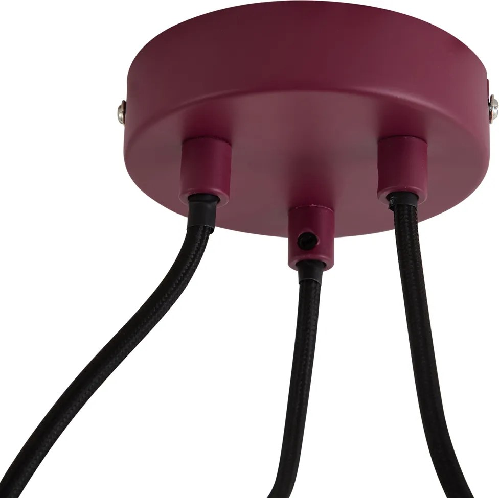 Lampada a sospensione di design rossa con vetro opale 3 luci - Tulip