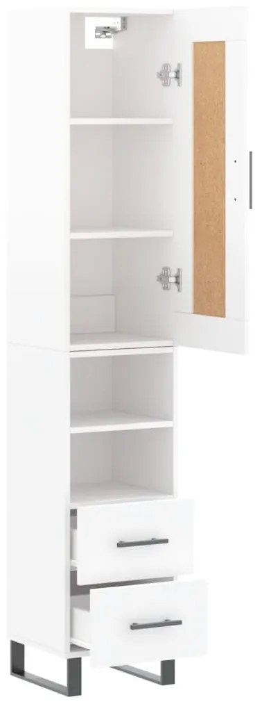 Credenza 34,5x34x180 cm in legno multistrato bianco lucido