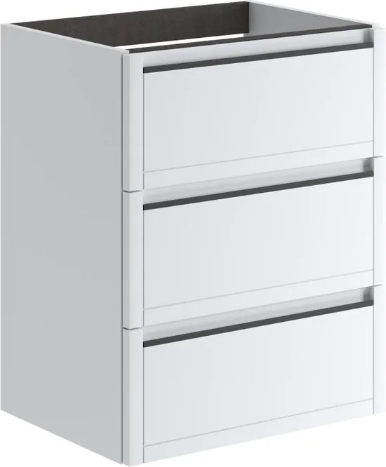 Mobile da bagno sospeso sotto lavabo L 59.5 x H 78 x P 45.5 cm bianco opaco, 3 cassetti Tratto