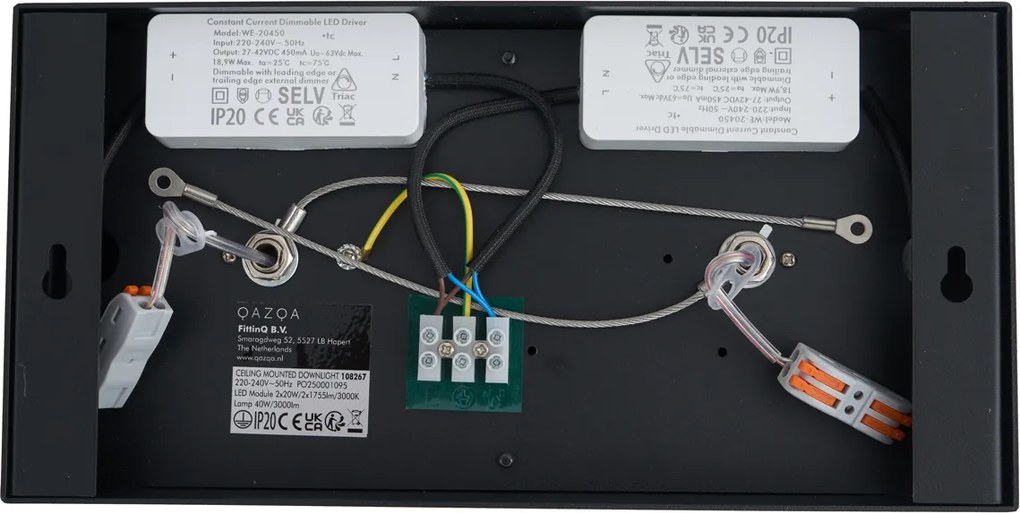 Faretto moderno da superficie nero con LED dimmerabile 2 luci - Dionysos