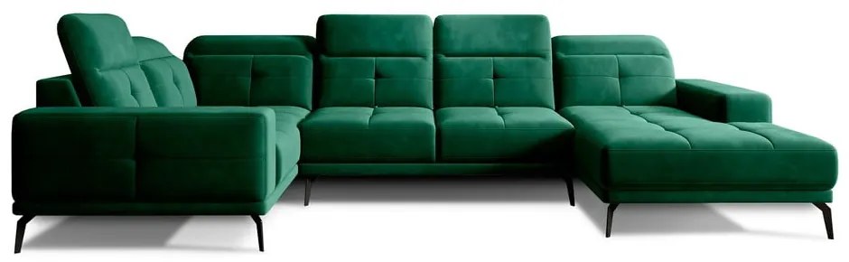 Divano angolare verde (con penisola a sinistra/a U) e rivestimento in velluto Neviro – ELTAP