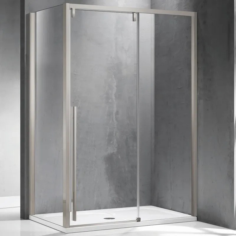 Cabina doccia 80x140 scorrevole con lato fisso 80 cm finitura acciaio spazzolato | KSA5000AS - KAMALU