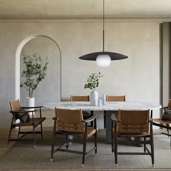 Lampadario a sospensione con filo SLATE 1xE27/15W/230V diametro 65 cm nero