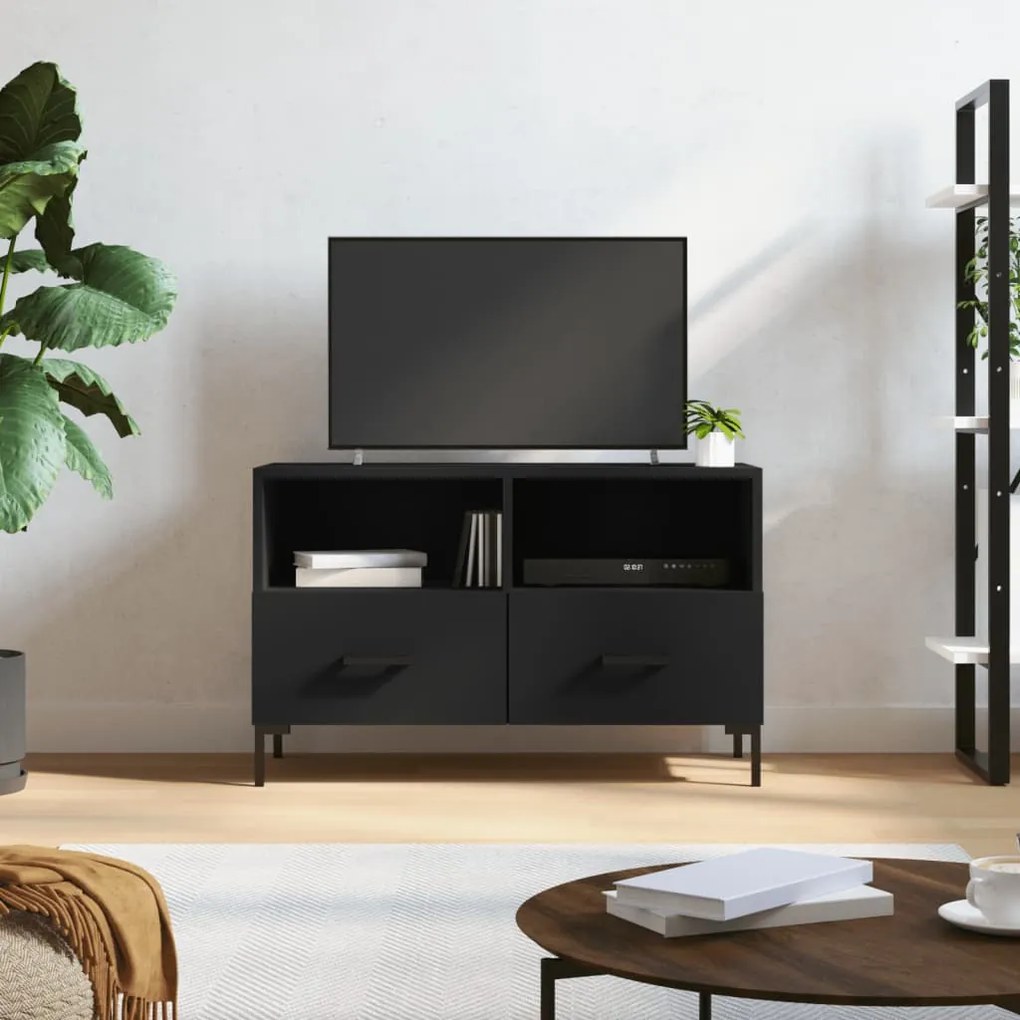 Mobile Porta Tv Nero 80x36x50 Cm İn Legno Multistrato /