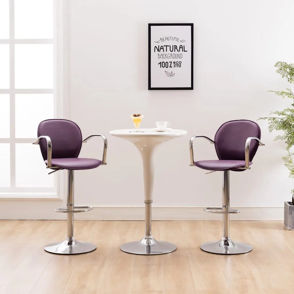 Sgabelli Da Bar Con Braccioli 2 Pz Viola İn Similpelle /