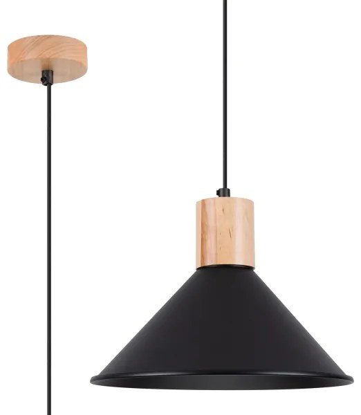 Sollux SL.1320 - Lampadario a sospensione con filo JAGA 1xE27/15W/230V diametro 30 cm nero