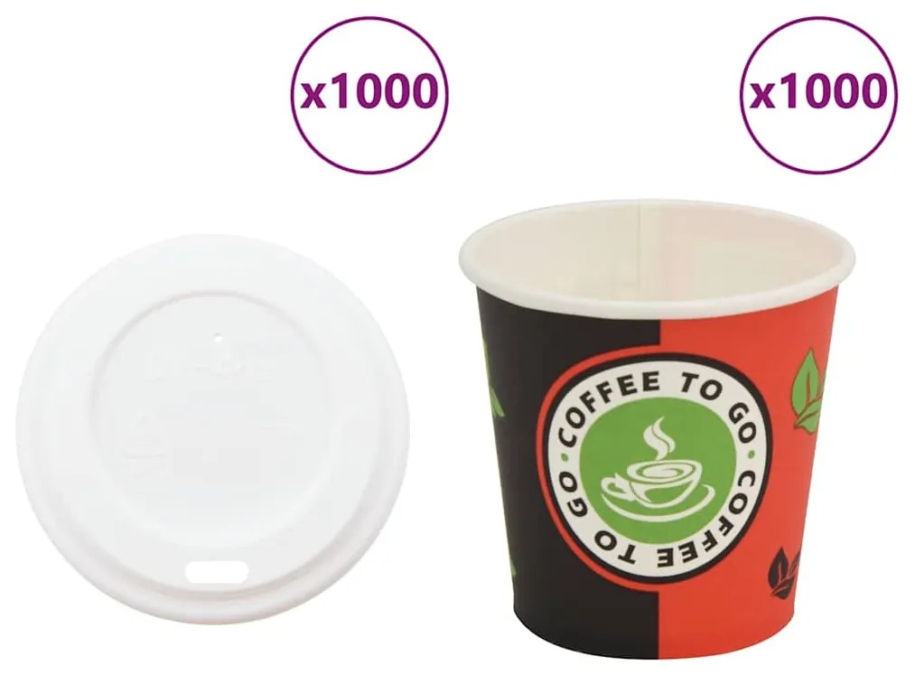 Tazze Da Caffè İn Carta Con Coperchi 1000 Pz 4oz 120 Ml /