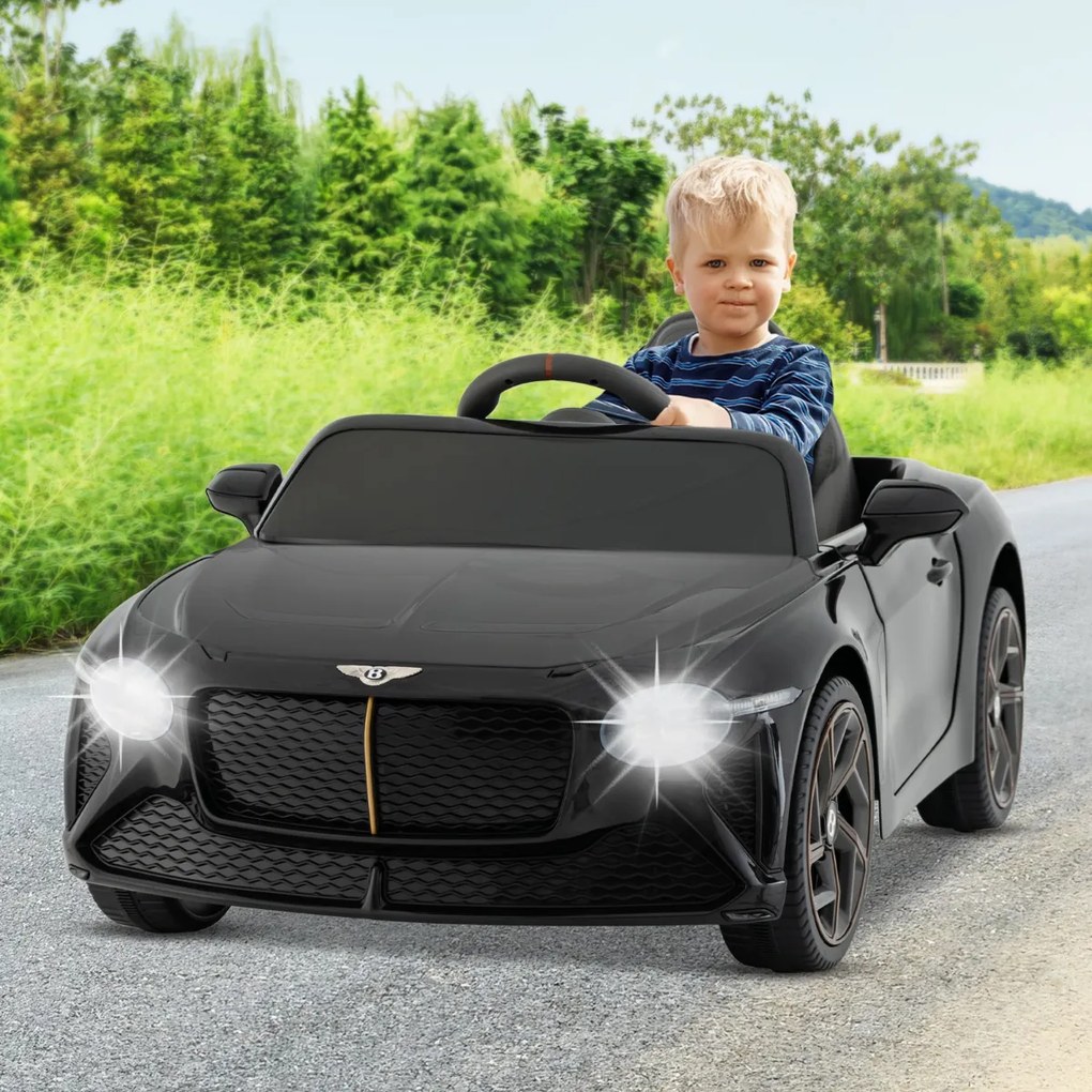 Costway Auto da corsa Bentley Bacalar con licenza per bambini, Auto elettrica a batteria con telecomando luci a LED 4 Colori