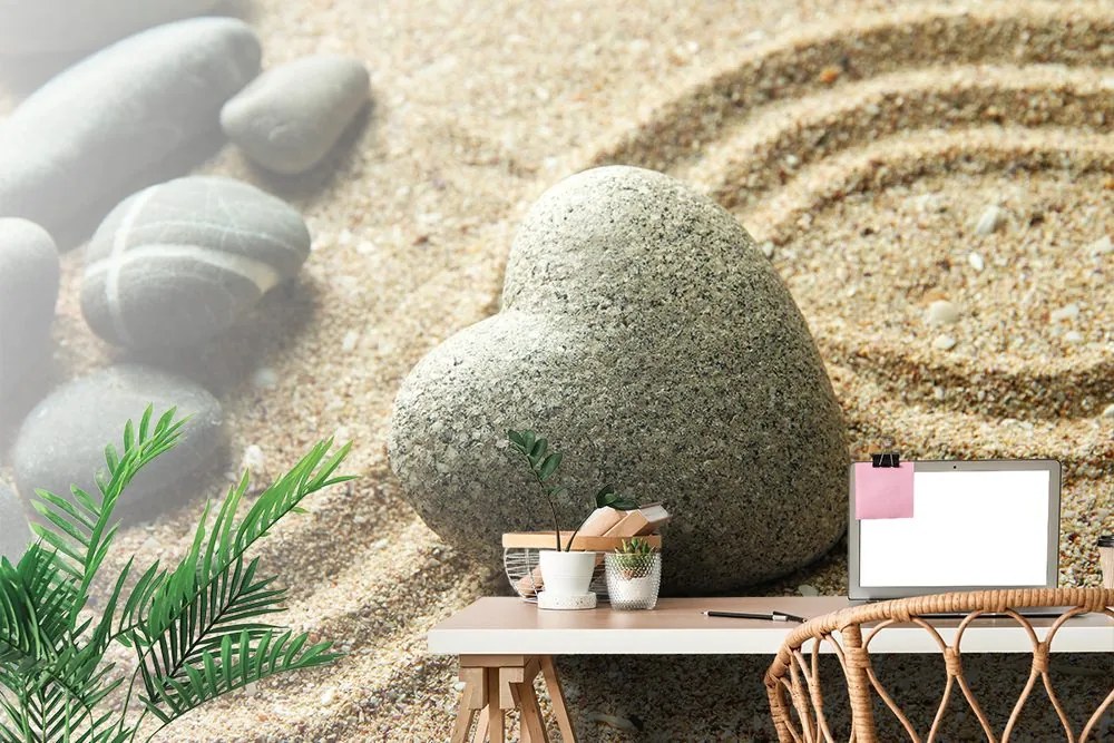 Carta da parati – Pietra Zen a forma di cuore