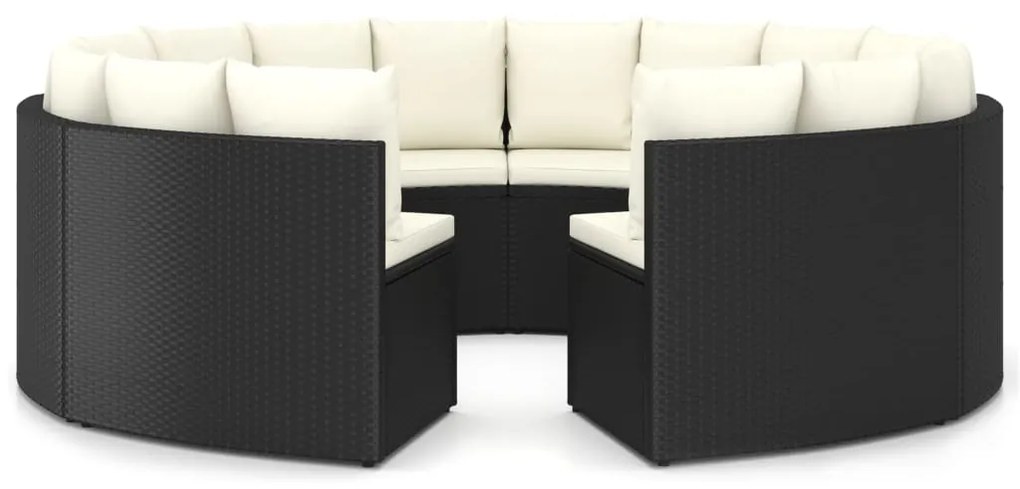 Set divani da giardino 8 pz con cuscini in polyrattan nero