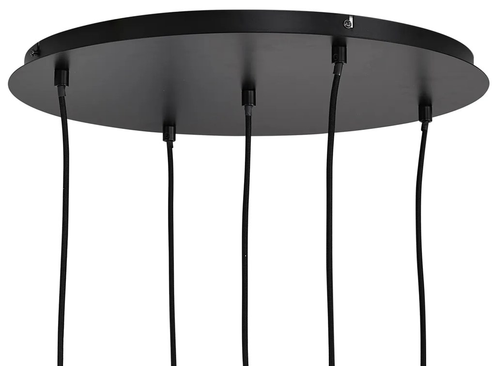 Lampada a sospensione moderna nera con vetro fumé - Jia