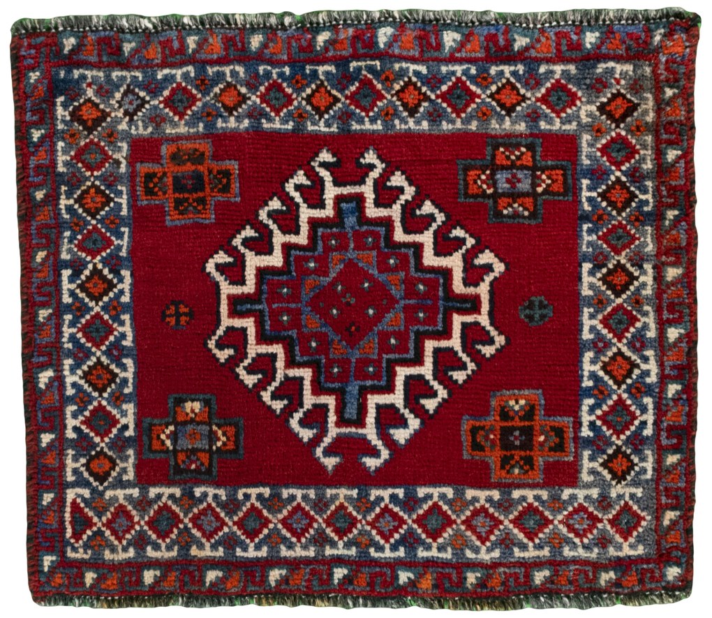 Shiraz Tappeto 60x50 Rosso (Iran) Annodato A Mano