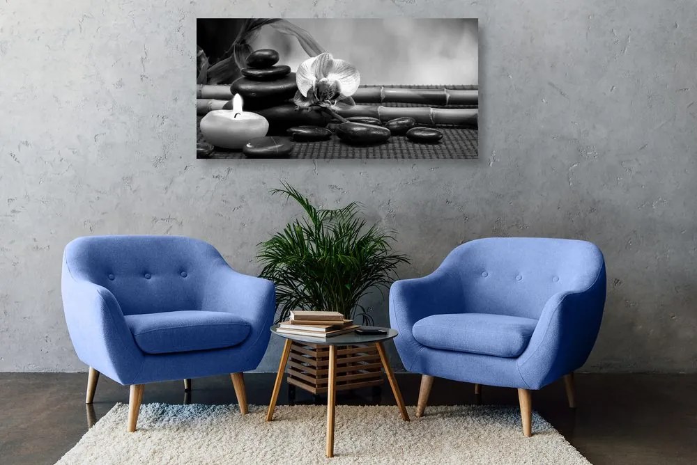 Quadro su tela – Natura morta Feng Shui in bianco e nero