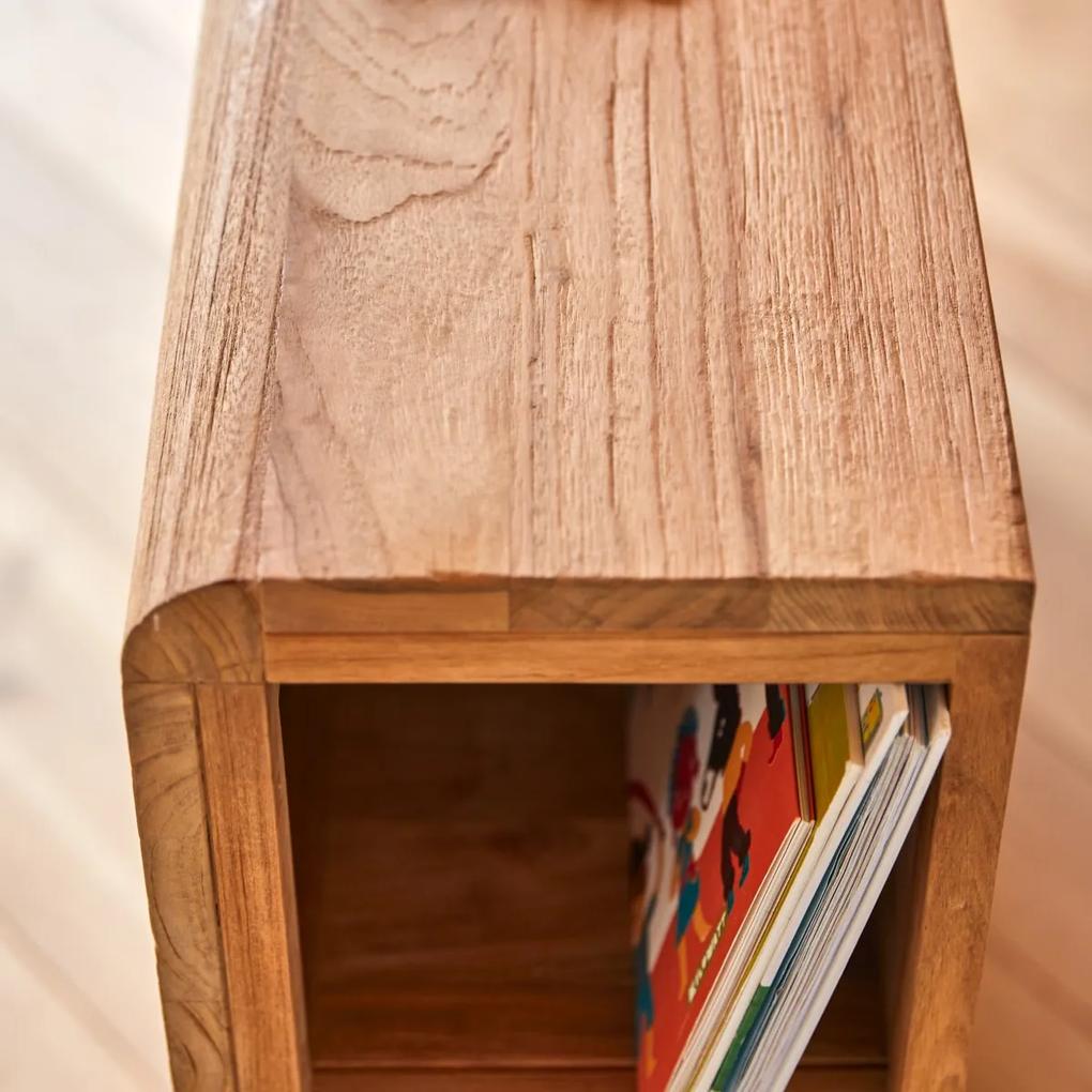 Tikamoon - Testiera letto per bambini con portaoggetti in legno di teak 120 Bertie