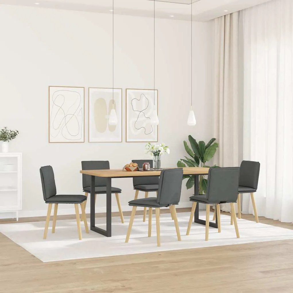 Sedie Da Pranzo 6 Pz Grigio Scuro İn Tessuto /