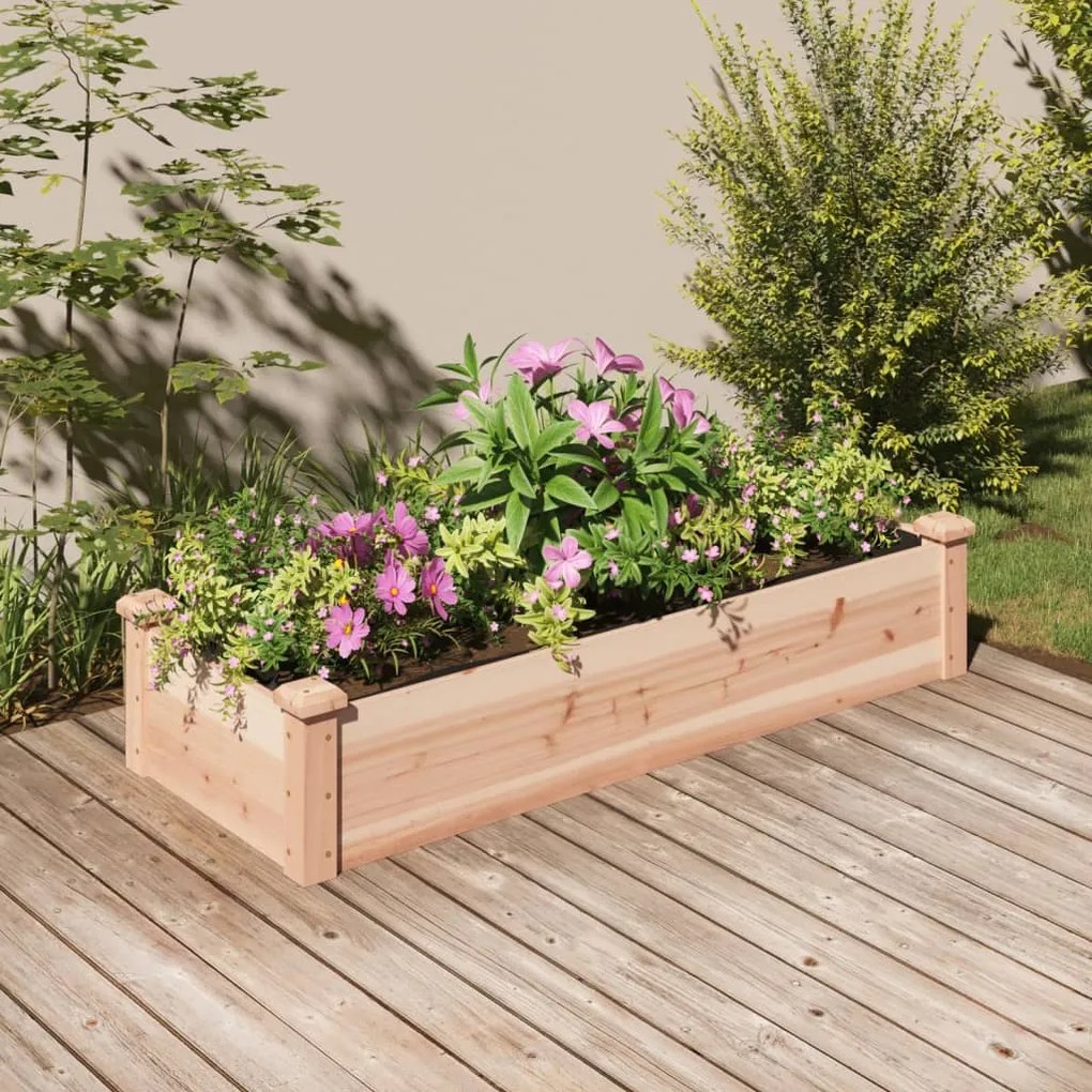 Fioriera Rialzata Da Giardino Fodera 120x45x25cm Massello Abete /