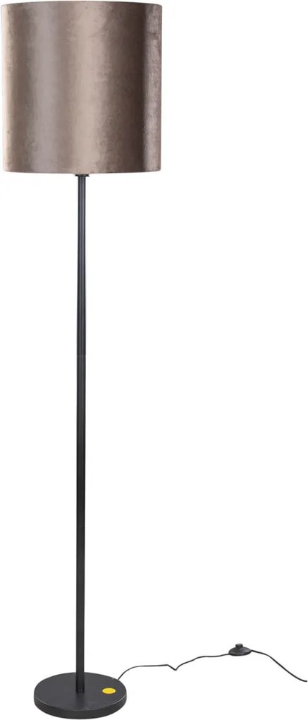 Lampada da Terra Nera con Paralume in Velluto Marrone 40cm - Simplo