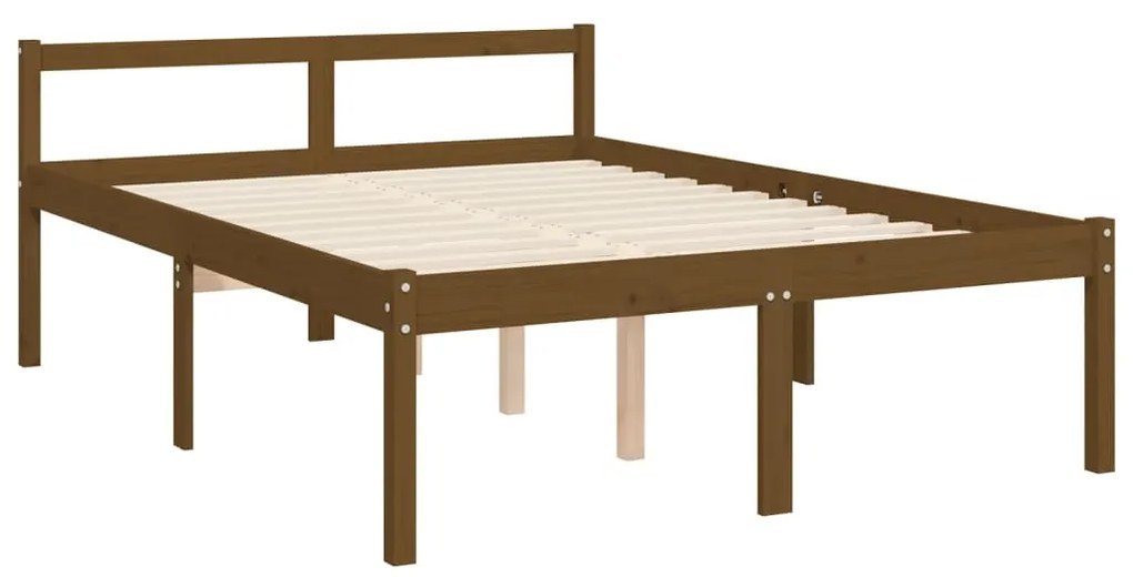 Letto per Anziani con Testiera Miele 140x190 cm Legno Massello