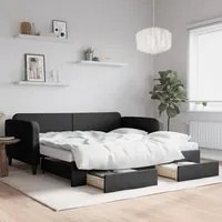 Divano Letto Estraibile con Cassetti Nero 100x200 cm in Tessutocod mxl 87755