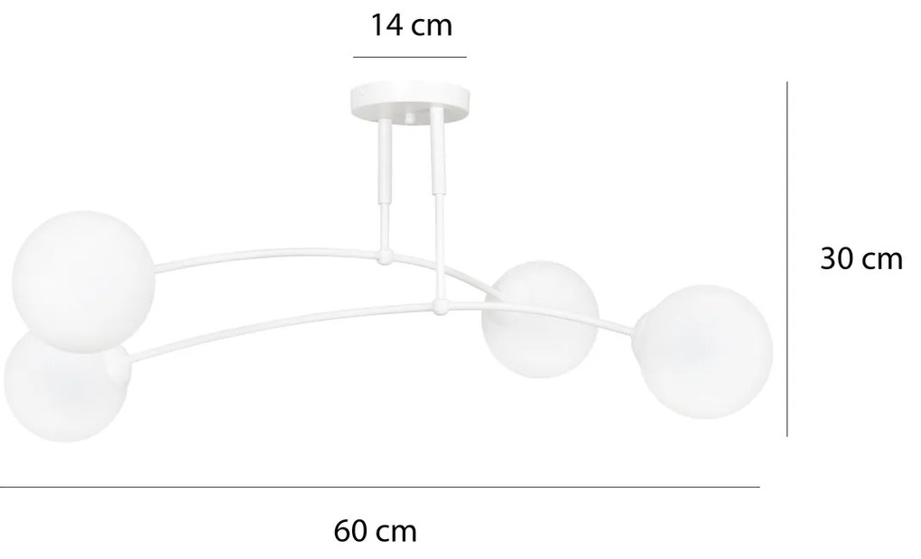 Lampadario a Sospensione in Acciaio e Vetro PREGOS 4 Nero/Bianco 4xE14
