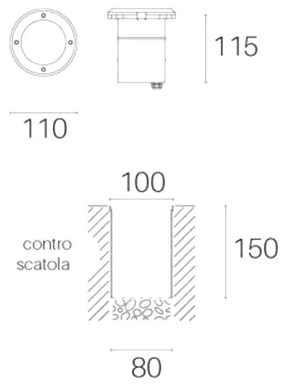 Route incasso calpestabile piccolo gu10 acciaio