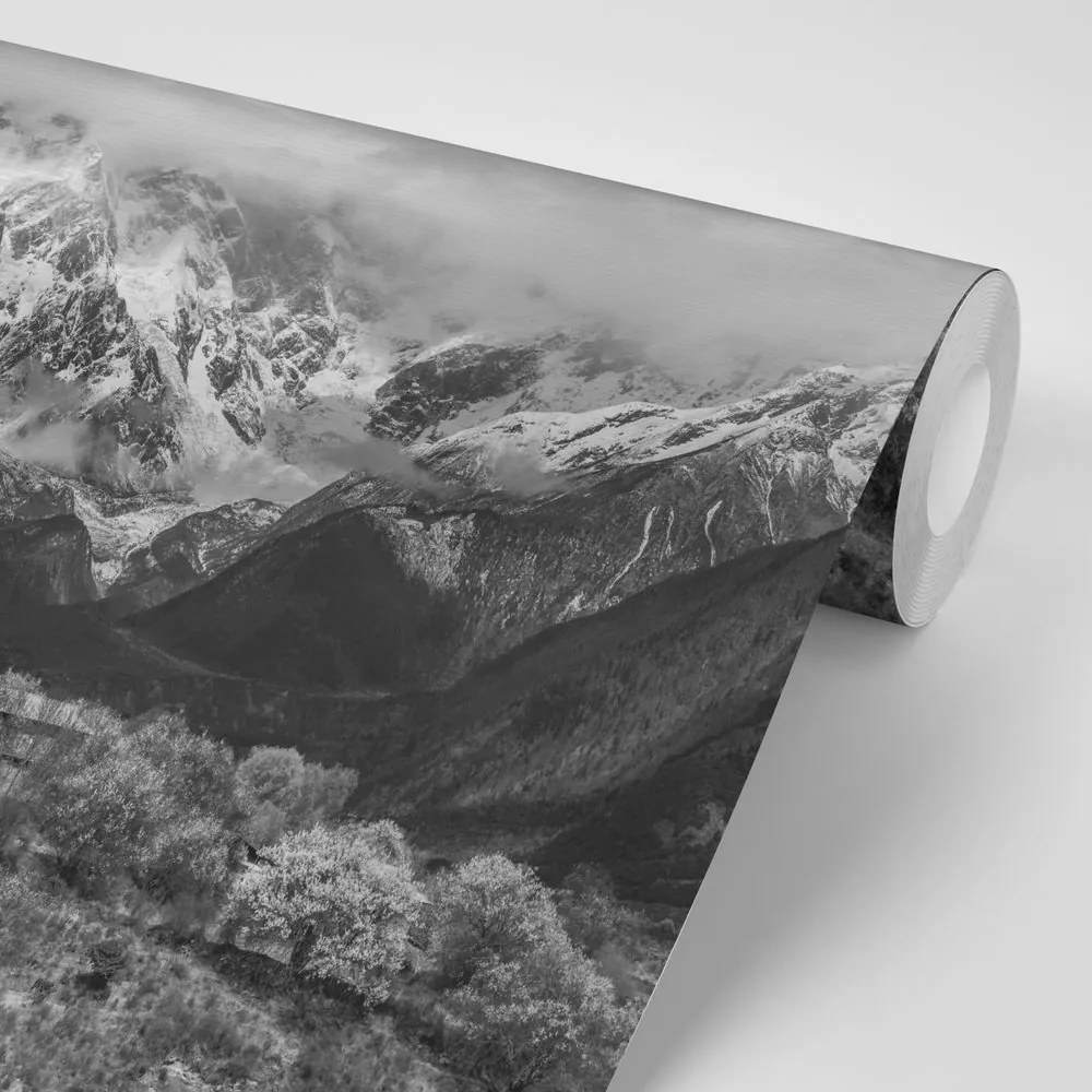 Fotomurale – Paesaggio montano unico in bianco e nero