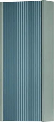 Pensile bagno Niwa cannettato laccato opaco verde timo con vetro blu pacifico, 1 anta P17 x L30 x H78.5 cm