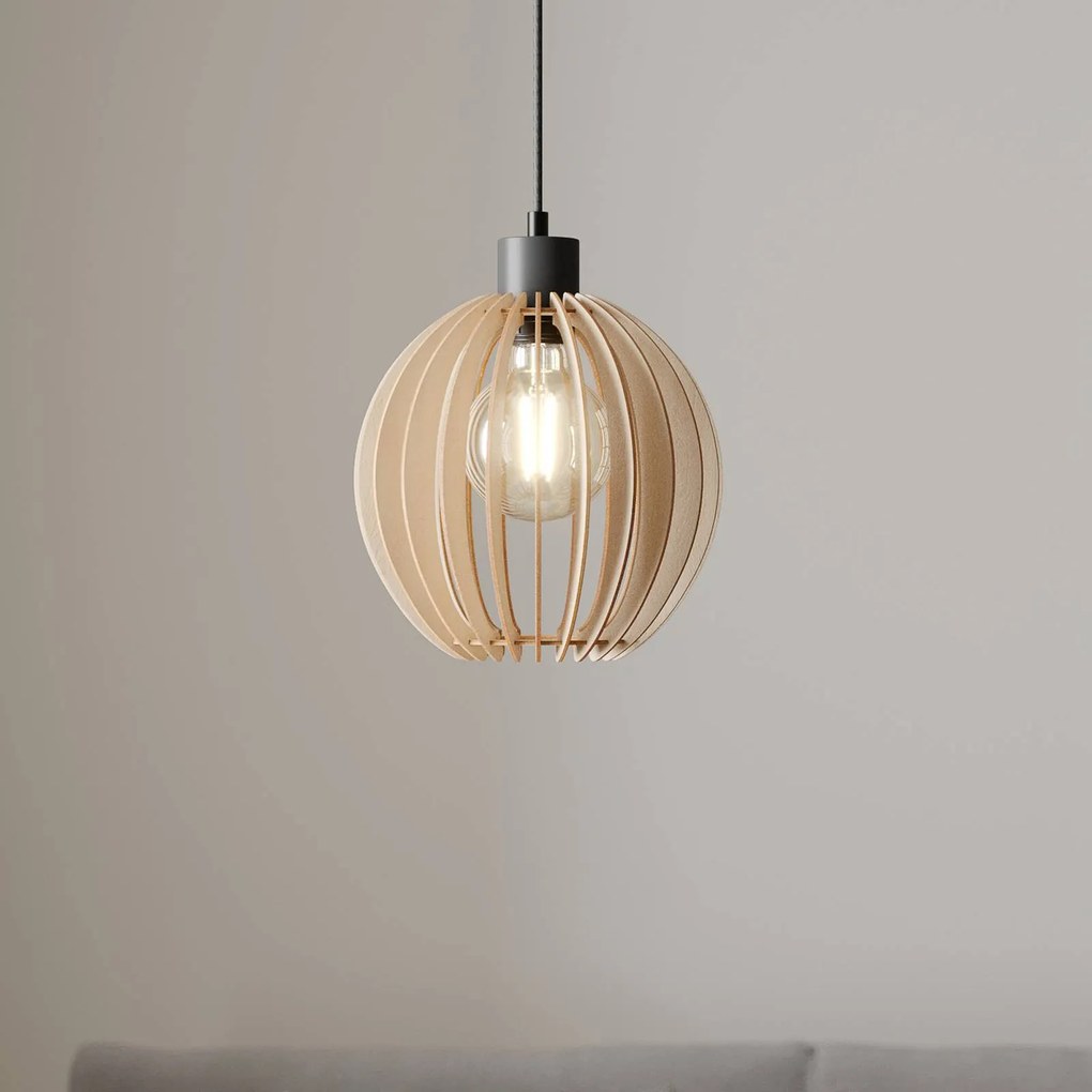 Lampada a sospensione Clay Envostar, dimmerabile, Legno chiaro, Soggiorno / Sala da pranzo, Legno, Scandinavo, Lampada a sospensione