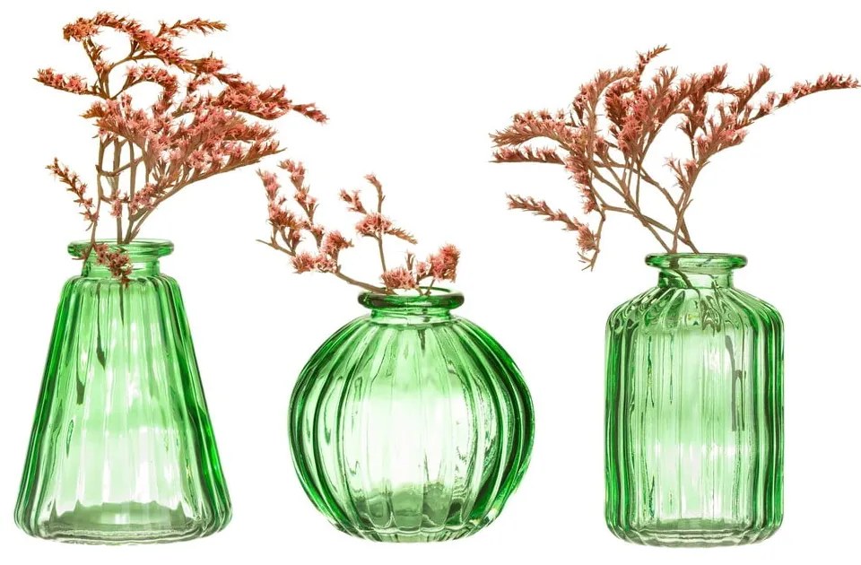 Vasi in vetro verde in set di 3 pezzi - Sass & Belle