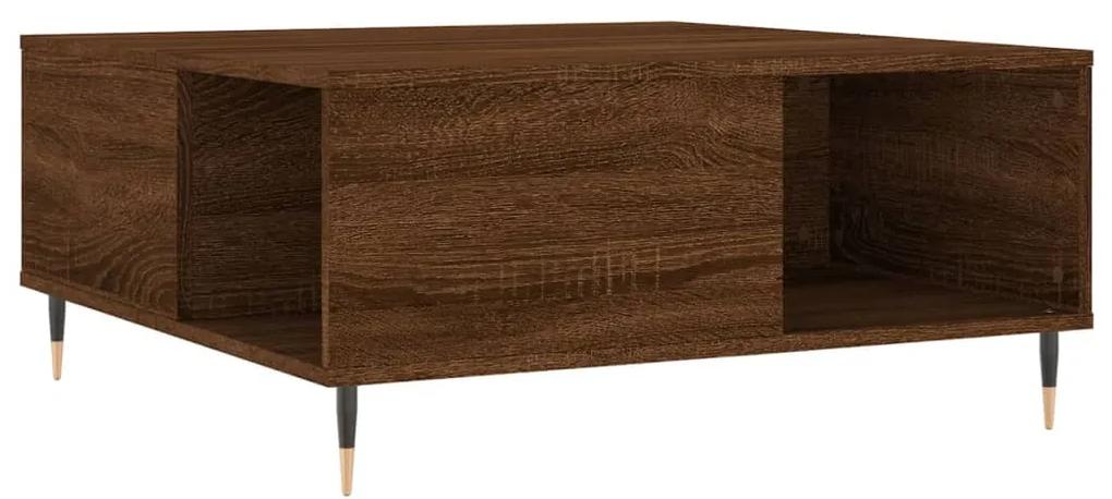 Tavolino salotto rovere marrone 80x80x36,5 cm legno multistrato