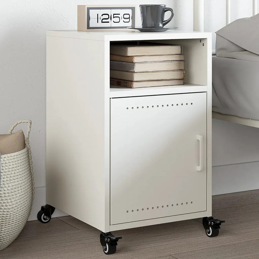 Comodino Bianco 36x39x59 Cm İn Acciaio /