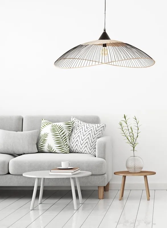 Lampadario Moderno Kasteli nero paralume nero E27 Ø100cm SEYNAVE