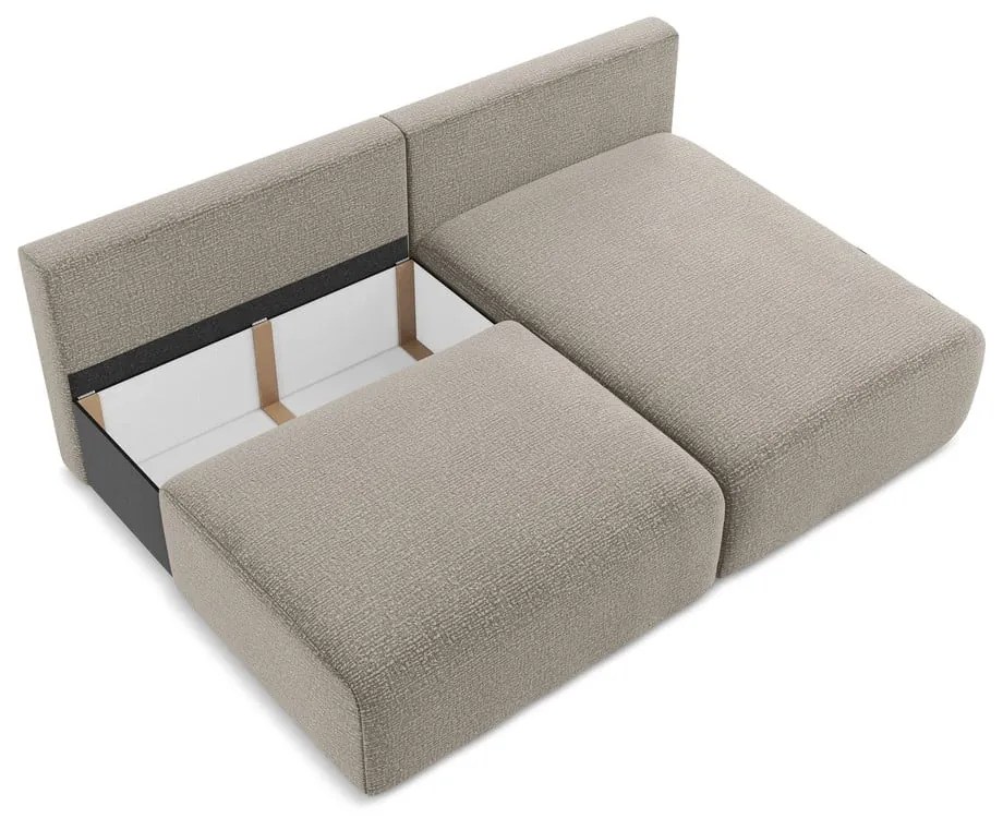 Divano angolare beige allungabile/con contenitore (con penisola a destra) Kalena – Makamii