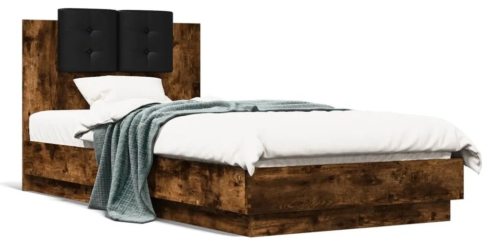 Giroletto Con Testiera Rovere Fumo 90x190 Cm Legno Multistrato /