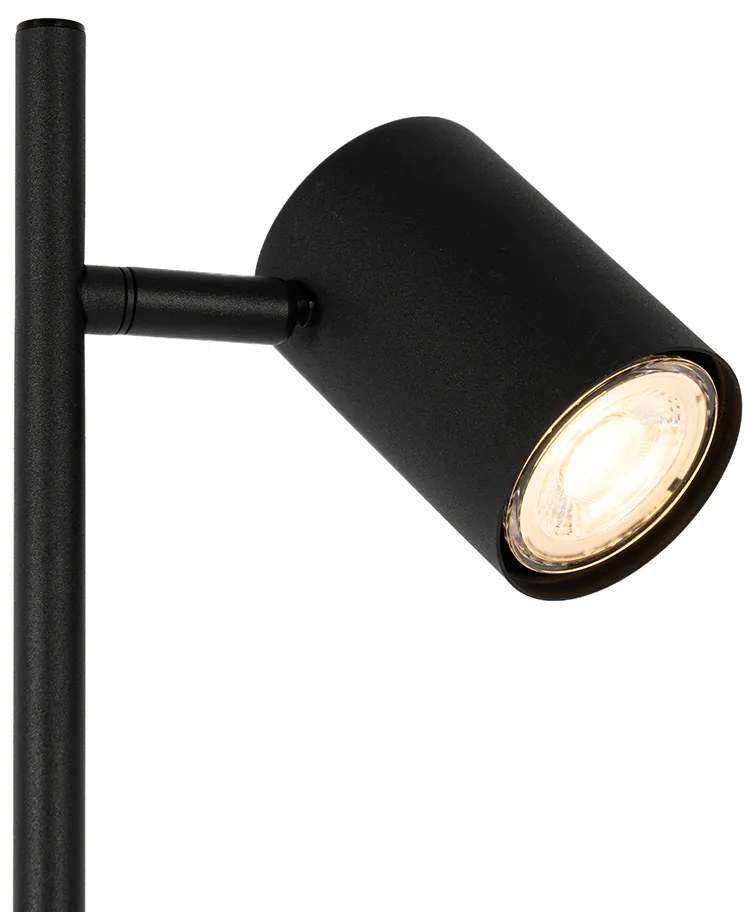 Lampada da terra moderna nera con legno 3 luci - Jeana