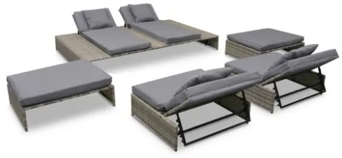 Set Divani da Giardino 5 pz con Cuscini in Polyrattan Grigio