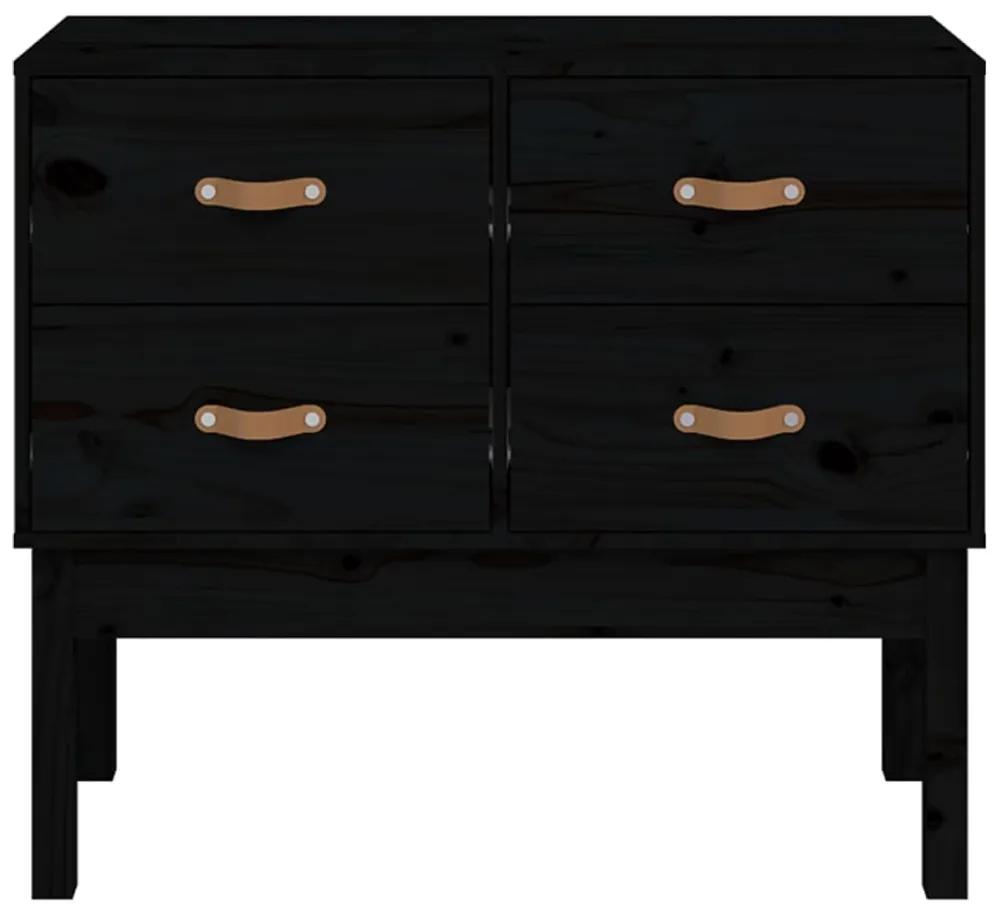 Mobile consolle nera 90x40x78 cm in legno massello di pino