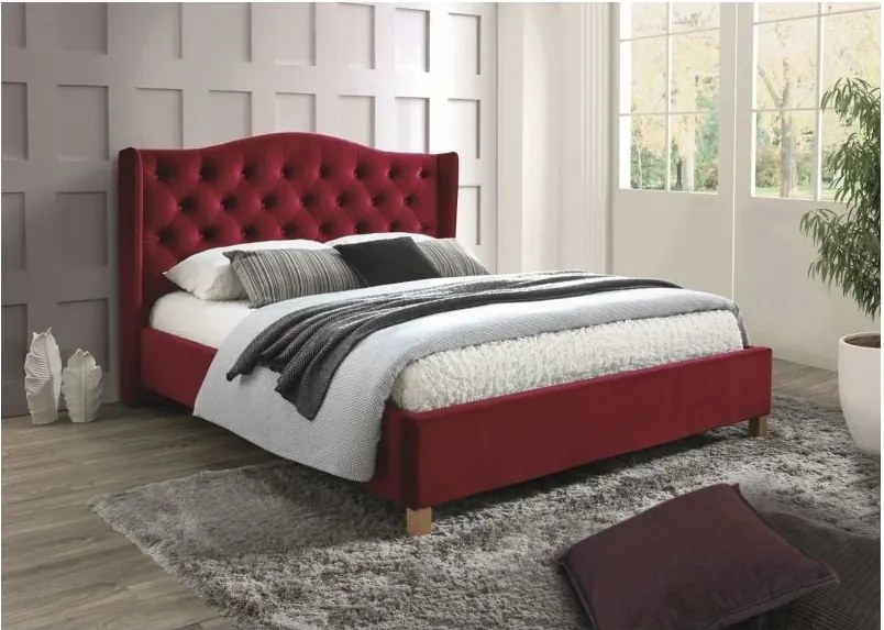Letto Aspen in velluto bordeaux - Blu59 160×200 cm