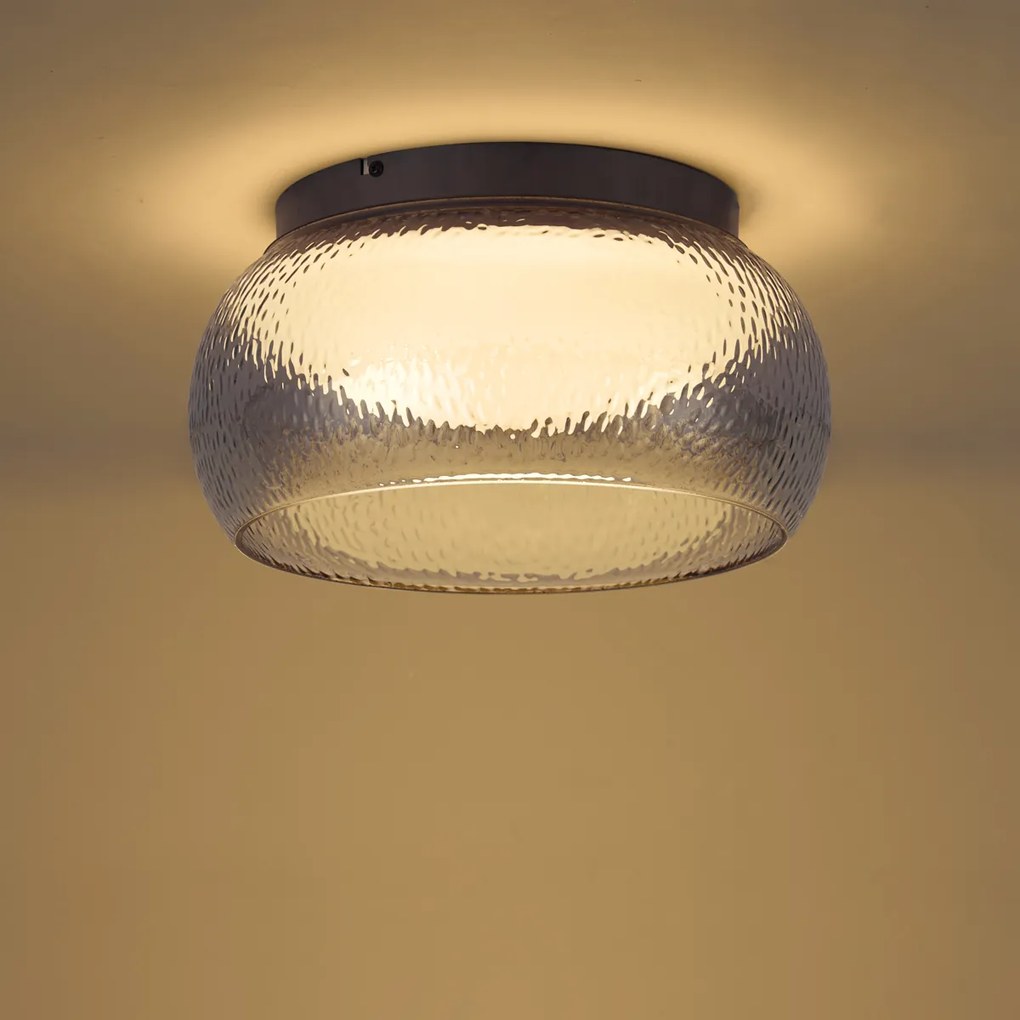 Plafoniera Art Déco color canna di fucile con vetro fumé e LED dimmerabile a 3 fasi - THIMBLE