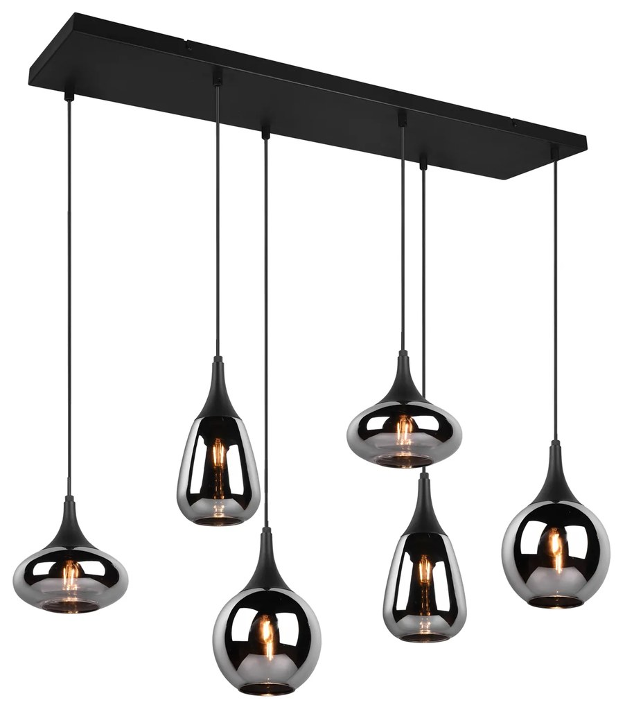 Lampadario nero opaco Lumina 6 luci Trio