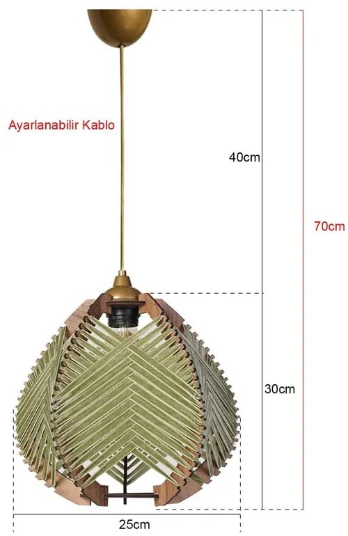 Lampadario verde/di colore naturale con paralume in tessuto ø 25 cm Yola – Opviq lights